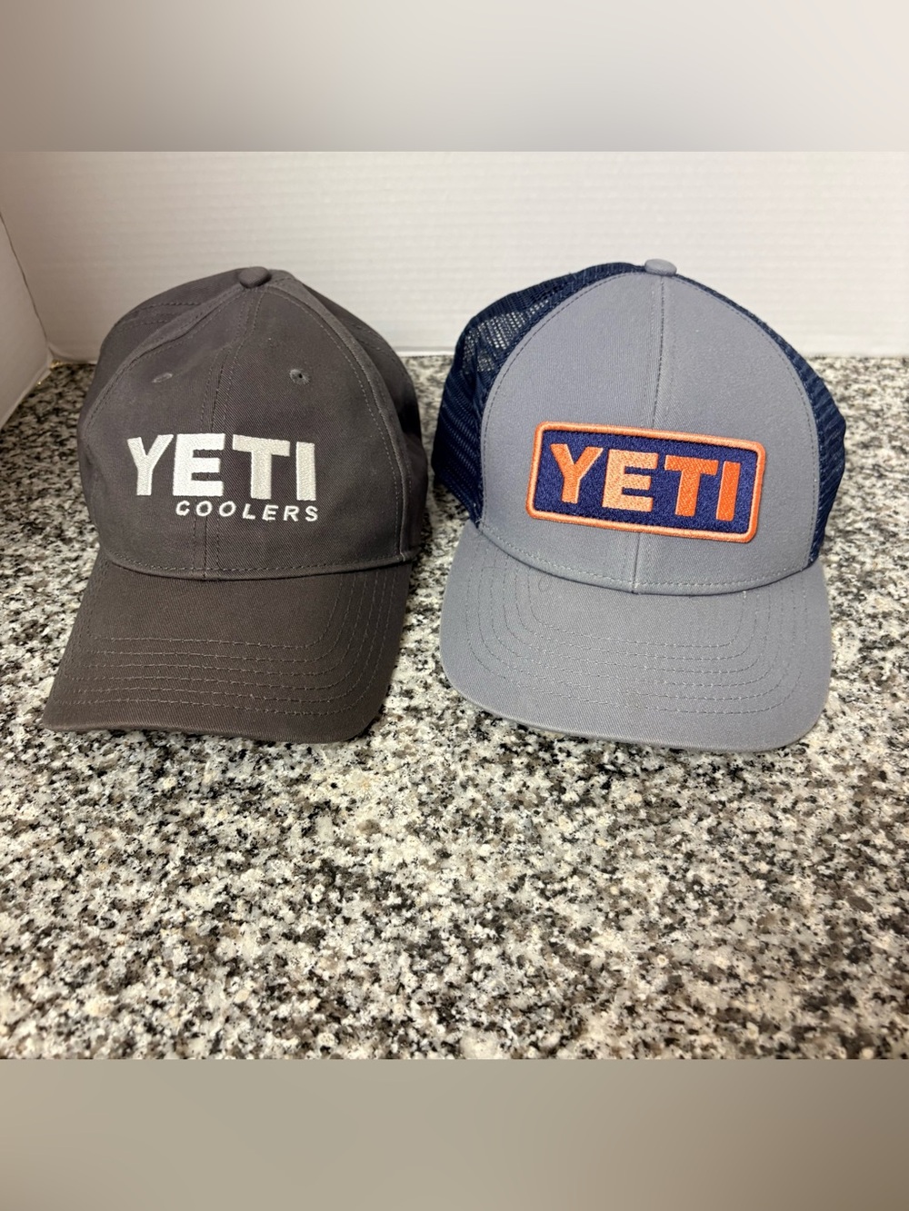 Yeti Men's Gray and Navy Two-Pack Logo Caps with Orange Trim